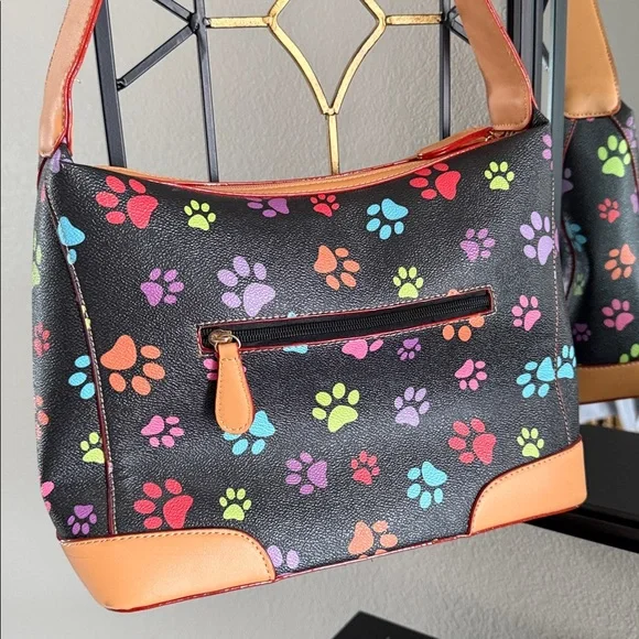 Colorful Paw Print Shoulder Bag - Picture 3 of 12